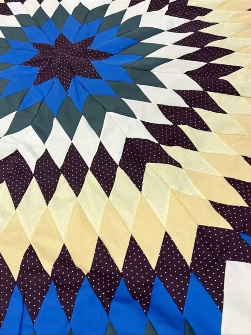 Handmade Texas Lone Star Patchwork Cotton Queen size Quilt Top/Topper